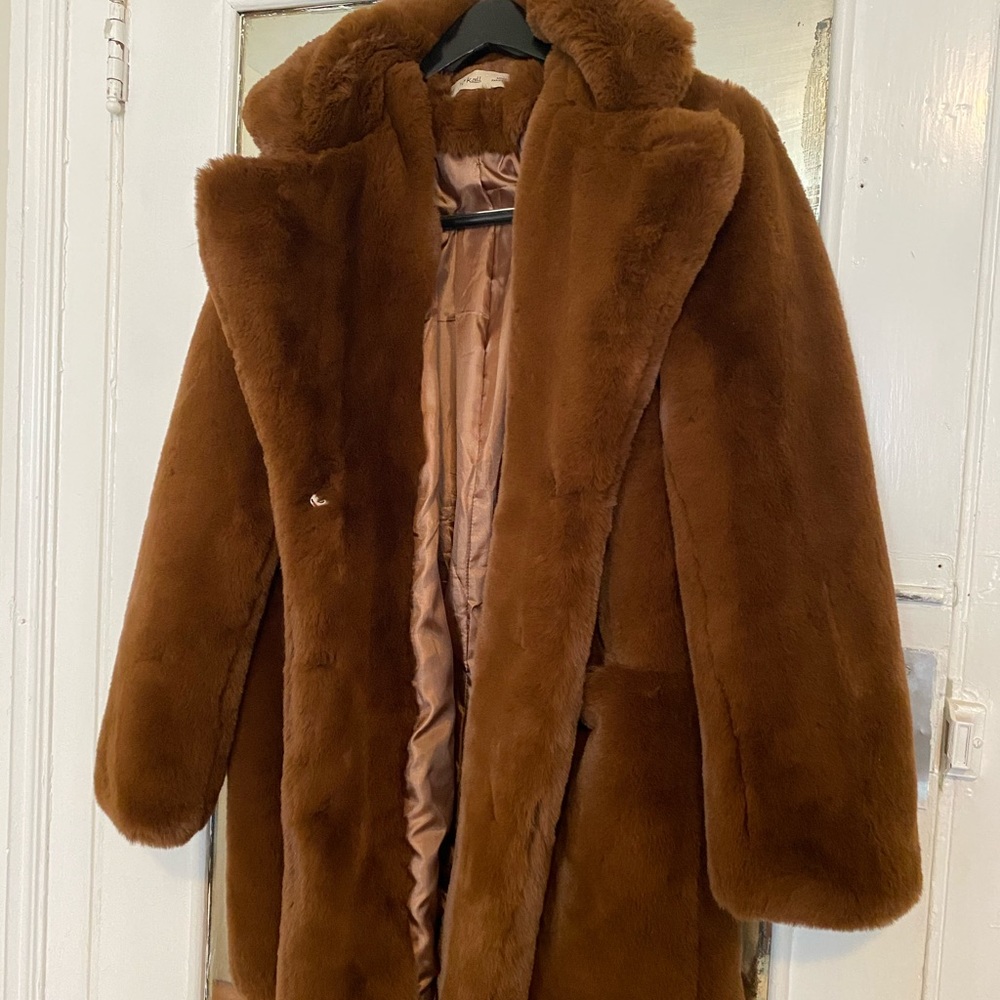 Chocolate Brown faux fur coat